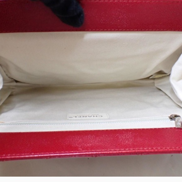 Authentic Chanel Timeless Caviar Quilted CC Large Dark Red Clutch Handbag - Picture 7 of 14